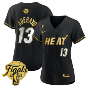Bam Adebayo 13 Miami Heat 2023 Finals Baseball Women Jersey - Black Limited