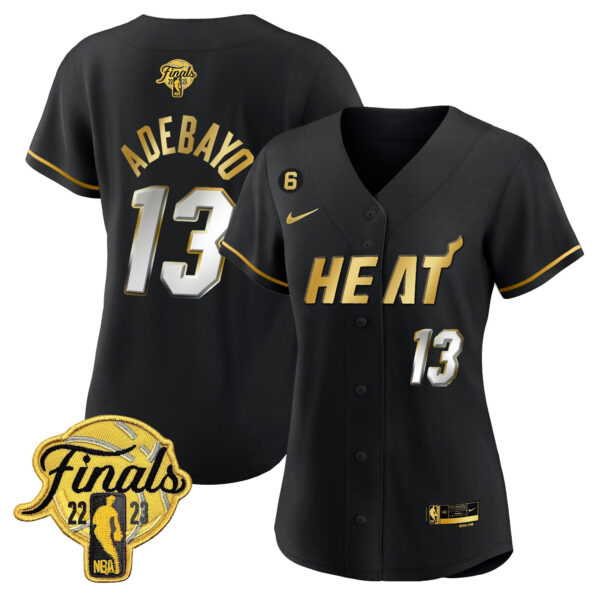 Bam Adebayo 13 Miami Heat 2023 Finals Baseball Women Jersey - Black Limited