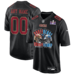 San Francisco 49ers vs. Detroit Lions 2023 NFC Championship Matchup Fashion Game Custom Men Jersey - Carbon Black
