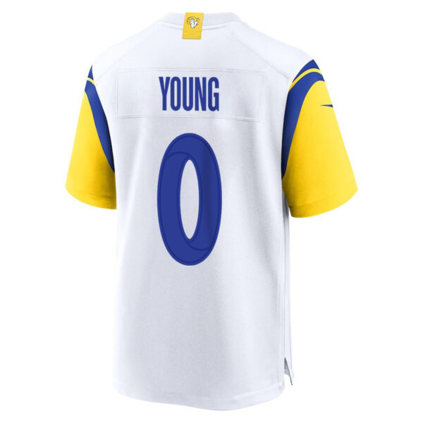 Byron Young 0 Los Angeles Rams 2023 Playoffs Patch Game Men Jersey - White