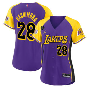 Rui Hachimura 28 Los Angeles Lakers Alternate Baseball Jersey - Purple