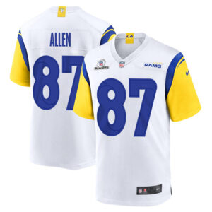 Davis Allen 87 Los Angeles Rams 2023 Playoffs Patch Game Men Jersey - White