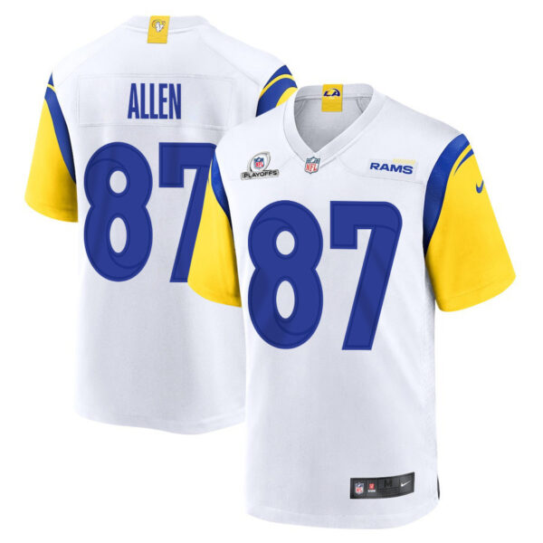 Davis Allen 87 Los Angeles Rams 2023 Playoffs Patch Game Men Jersey - White