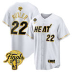 Jimmy Butler 22 Miami Heat 2023 Finals Baseball Men Jersey - White Gold