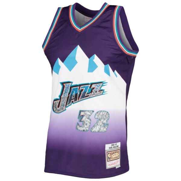 Karl Malone Utah Jazz Mitchell & Ness 1996/97 Hardwood Classics NBA 75th Anniversary Diamond Swingman Jersey - Purple