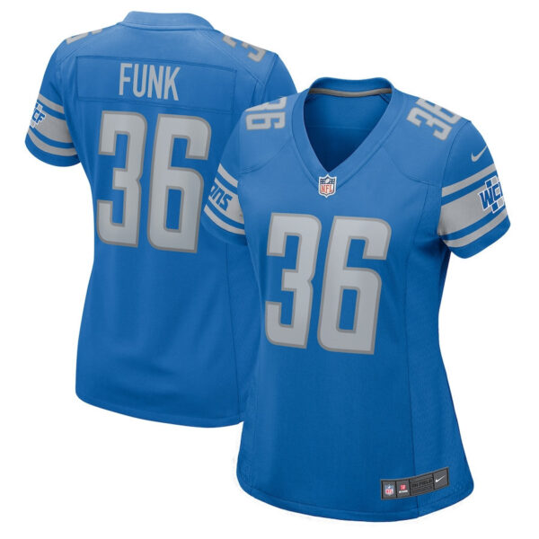 Jake Funk 36 Detroit Lions Game Women Jersey - Blue