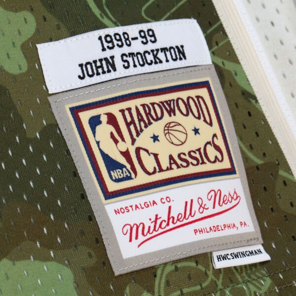 John Stockton Utah Jazz Mitchell & Ness Hardwood Classics 1998/99 Ghost Green Swingman Jersey - Camo