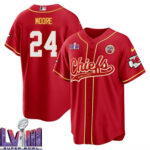 Skyy Moore 24 Kansas City Chiefs Super Bowl LVIII Baseball Men Jersey - Red