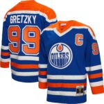 Wayne Gretzky Edmonton Oilers Mitchell & Ness Big & Tall 1986 Captain Patch Blue Line Player Jersey - Royal