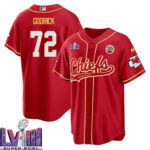 Chukwuebuka (Jason) Godrick 72 Kansas City Chiefs Super Bowl LVIII Baseball Men Jersey - Red