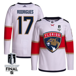 Evan Rodrigues 17 Florida Panthers 2024 STANLEY CUP Final Away Breakaway Jersey - Men, White