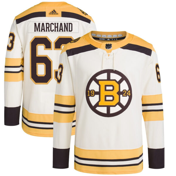 Brad Marchand 63 Boston Bruins Primegreen Men Jersey - Cream