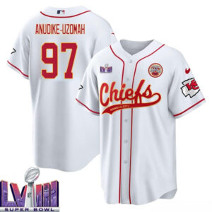 Felix Anudike-Uzomah 97 Kansas City Chiefs Super Bowl LVIII Baseball Men Jersey - White