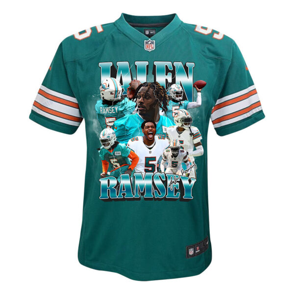 Jalen Ramsey 5 Signed Miami Dolphins Alternate Game YOUTH Jersey - Aqua V2