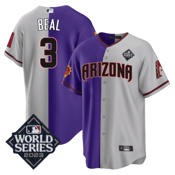 Bradley Beal 3 Arizona Diamondbacks Phoenix Suns 2023 World Series Stitched Baseball Jersey - Grey/Purple
