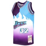 Karl Malone Utah Jazz Mitchell & Ness Hardwood Classics 1996/97 Split Swingman Jersey - Purple/Turquoise