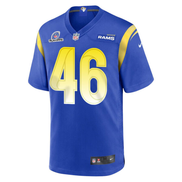 Carson Tinker 46 Los Angeles Rams 2023 Playoffs Patch Game Men Jersey - Royal