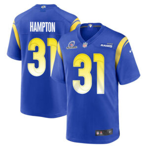 Nick Hampton 31 Los Angeles Rams 2023 Playoffs Patch Game Men Jersey - Royal
