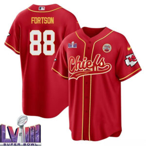 Jody Fortson 88 Kansas City Chiefs Super Bowl LVIII Baseball Men Jersey - Red