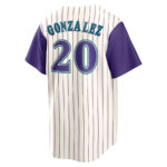 Luis Gonzalez 20 Arizona Diamondbacks Alternate Cooperstown Collection Men Jersey - Cream/Purple