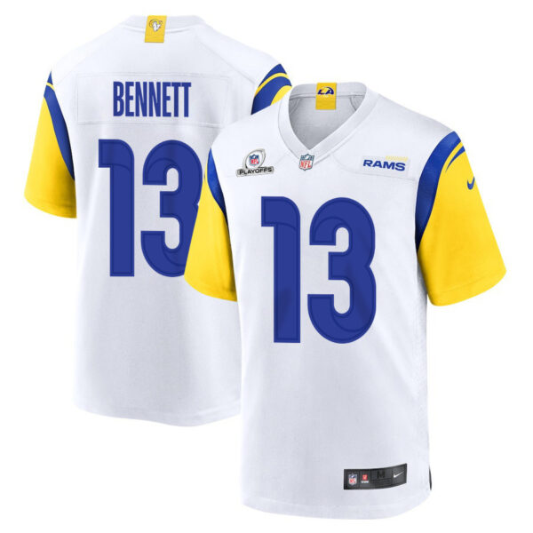 Stetson Bennett 13 Los Angeles Rams 2023 Playoffs Patch Game Men Jersey - White
