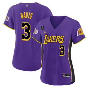 Anthony Davis 3 Los Angeles Lakers Baseball Jersey - Purple