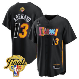 Bam Adebayo 13 Miami Heat 2023 Finals Baseball Men Jersey - City Black