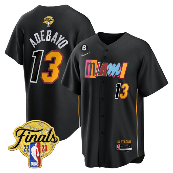 Bam Adebayo 13 Miami Heat 2023 Finals Baseball Men Jersey - City Black