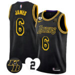 LeBron James 6 Los Angeles Lakers Kobe & Gigi Patch 2023 Jersey - Black Mamba