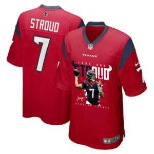 CJ Stroud 7 Houston Texans Cool Breeze Signed Game Men Jersey - Red