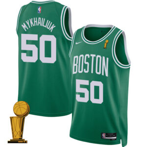 Svi Mykhailiuk 50 Boston Celtics 2024 FINALS CHAMPIONS Jersey - Icon Edition - Kelly Green