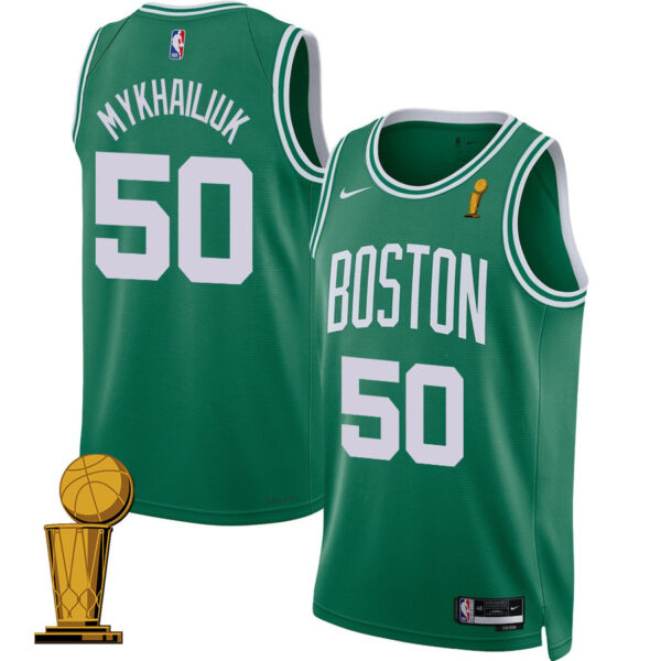 Svi Mykhailiuk 50 Boston Celtics 2024 FINALS CHAMPIONS Jersey - Icon Edition - Kelly Green