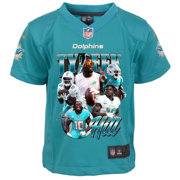 Tyreek Hill 10 Signed Miami Dolphins Cheetah Game YOUTH Jersey - Aqua