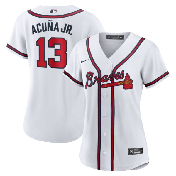Ronald Acuna Jr. Atlanta Braves  Women's Home Replica Player Jersey - White