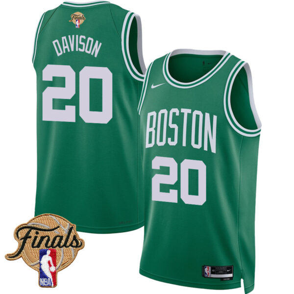 JD Davison 20 Boston Celtics 2024 FINALS PATCH Icon Edition Jersey - Kelly Green
