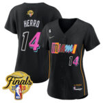Tyler Herro 14 Miami Heat 2023 Finals Baseball Women Jersey - City Black