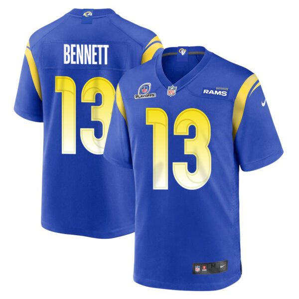 Stetson Bennett 13 Los Angeles Rams 2023 Playoffs Patch Game Men Jersey - Royal