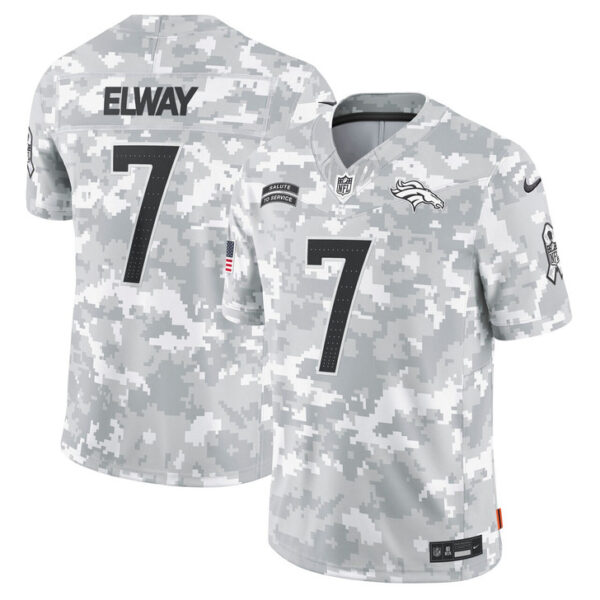 John Elway Denver Broncos 2024 Salute to Service Retired Player Limited Jersey - Arctic Camo