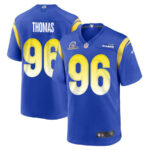 Keir Thomas 96 Los Angeles Rams 2023 Playoffs Patch Game Men Jersey - Royal