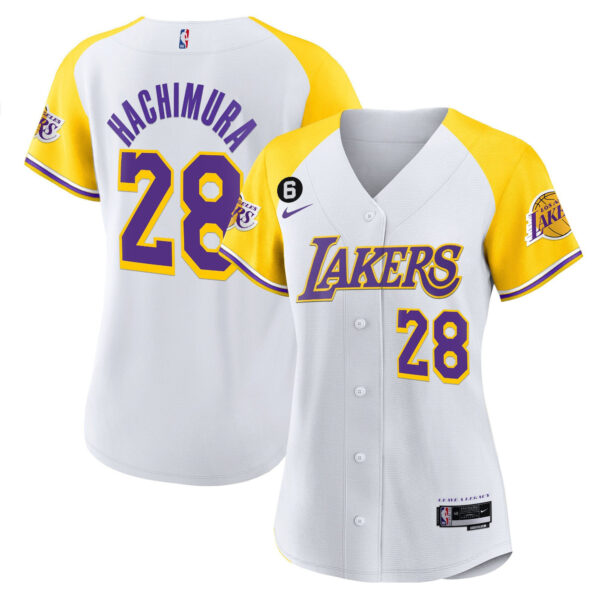 Rui Hachimura 28 Los Angeles Lakers Alternate Baseball Jersey - White