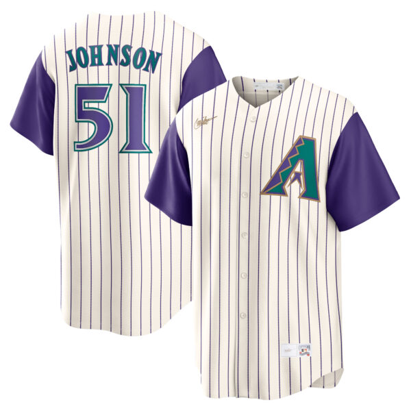 Randy Johnson Arizona Diamondbacks  Alternate Cooperstown Collection Player Jersey - Cream/Purple