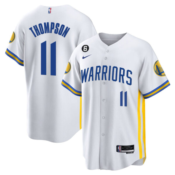 Klay Thompson 11 Golden State Warriors Baseball Men Jersey - White
