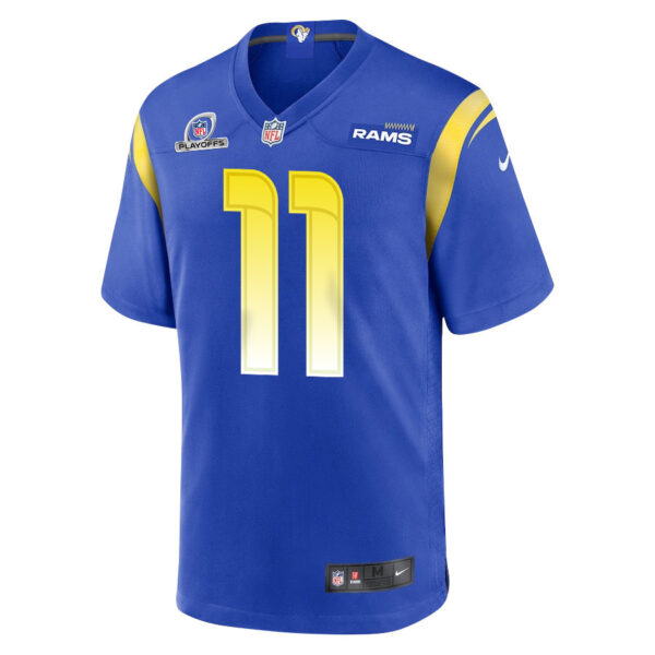 Carson Wentz 11 Los Angeles Rams 2023 Playoffs Patch Game Men Jersey - Royal