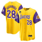 Rui Hachimura 28 Los Angeles Lakers Color Sleeves Baseball Men Jersey - Gold