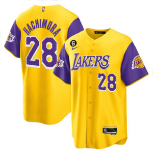 Rui Hachimura 28 Los Angeles Lakers Color Sleeves Baseball Men Jersey - Gold