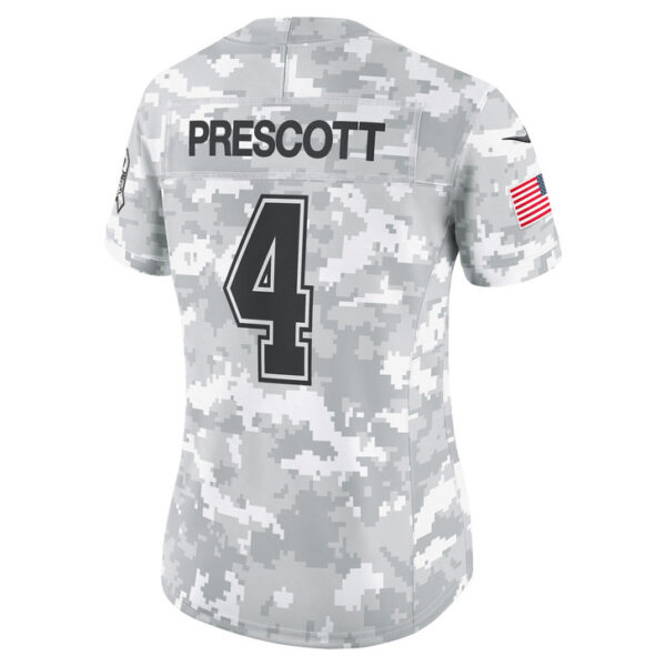 Dak Prescott Dallas Cowboys Women's 2024 Salute to Service Limited Jersey - Arctic Camo