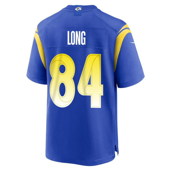 Hunter Long 84 Los Angeles Rams 2023 Playoffs Patch Game Men Jersey - Royal