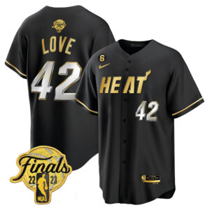 Kevin Love 42 Miami Heat 2023 Finals Baseball Men Jersey - Black Limited