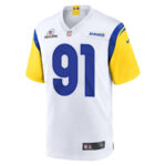 Kobie Turner 91 Los Angeles Rams 2023 Playoffs Patch Game Men Jersey - White
