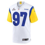 Michael Hoecht 97 Los Angeles Rams 2023 Playoffs Patch Game Men Jersey - White